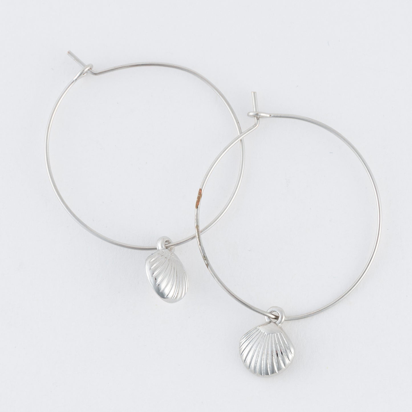 Dainty Seashell Charm Hoop Earrings