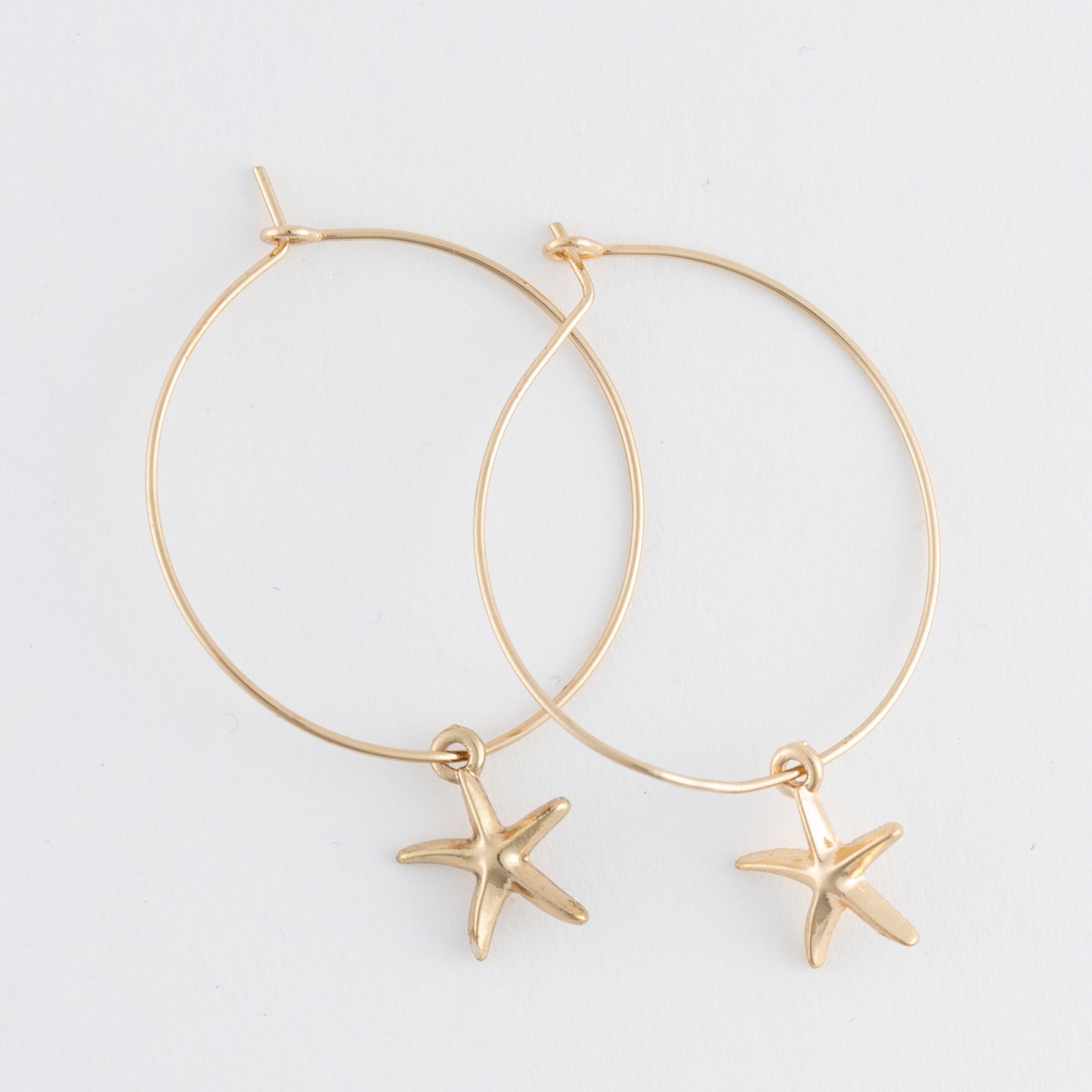 Dainty Starfish Charm Hoop Earrings