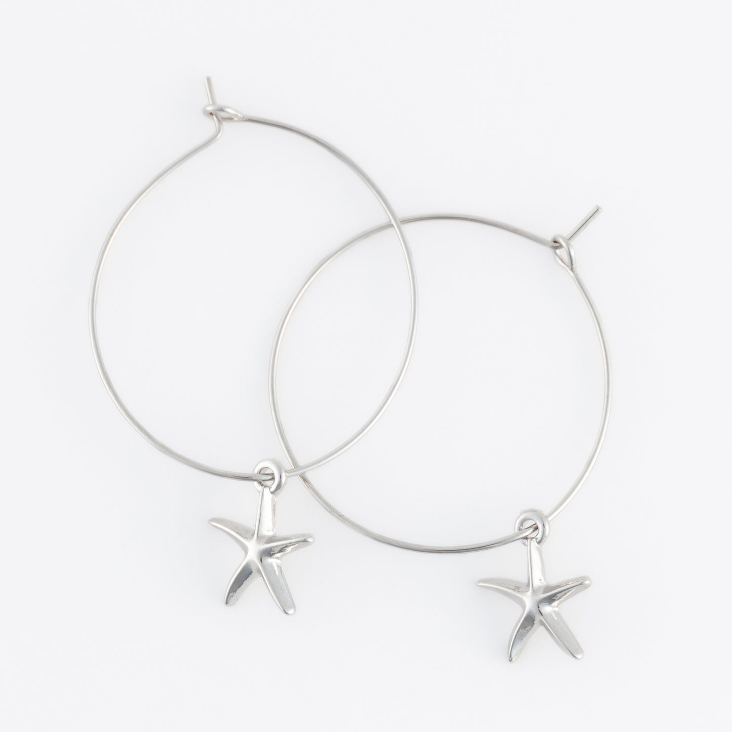 Dainty Starfish Charm Hoop Earrings