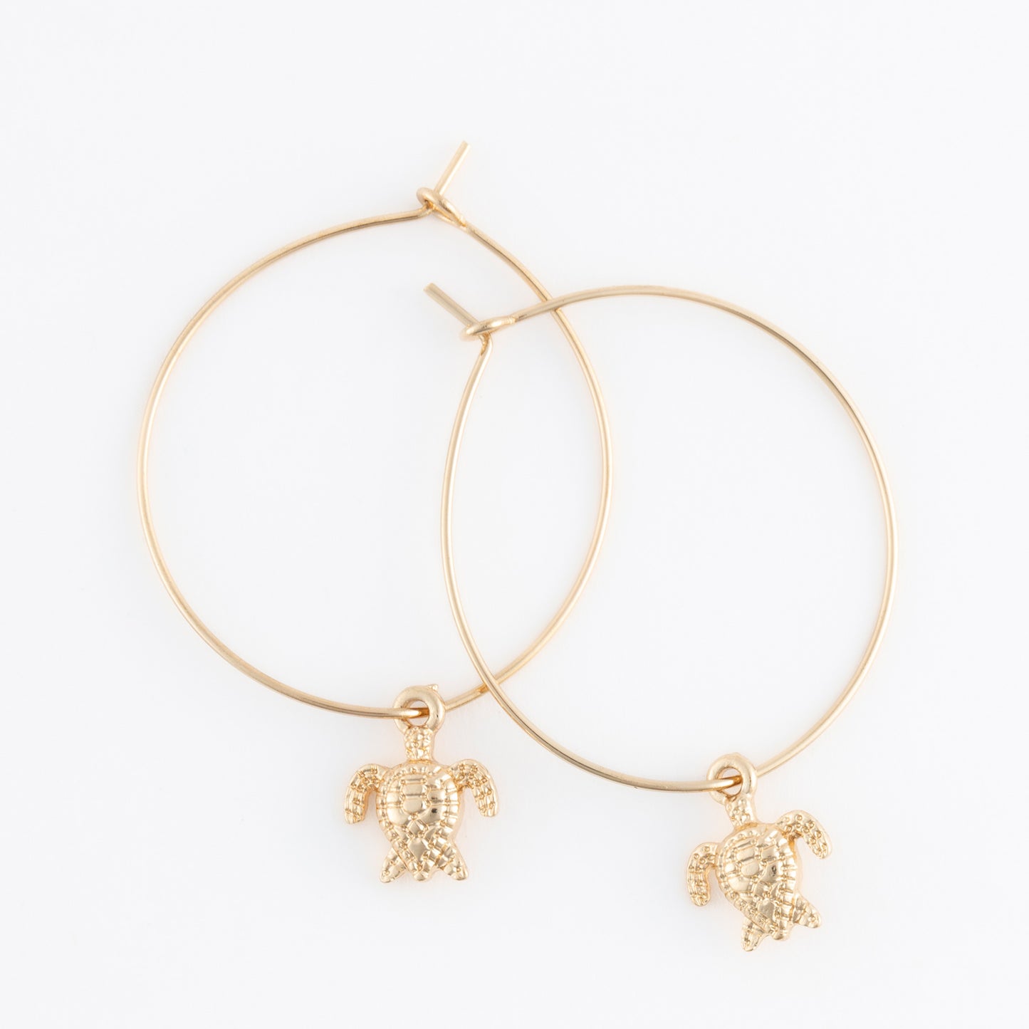 Dainty Sea Turtle Charm Hoop Earrings