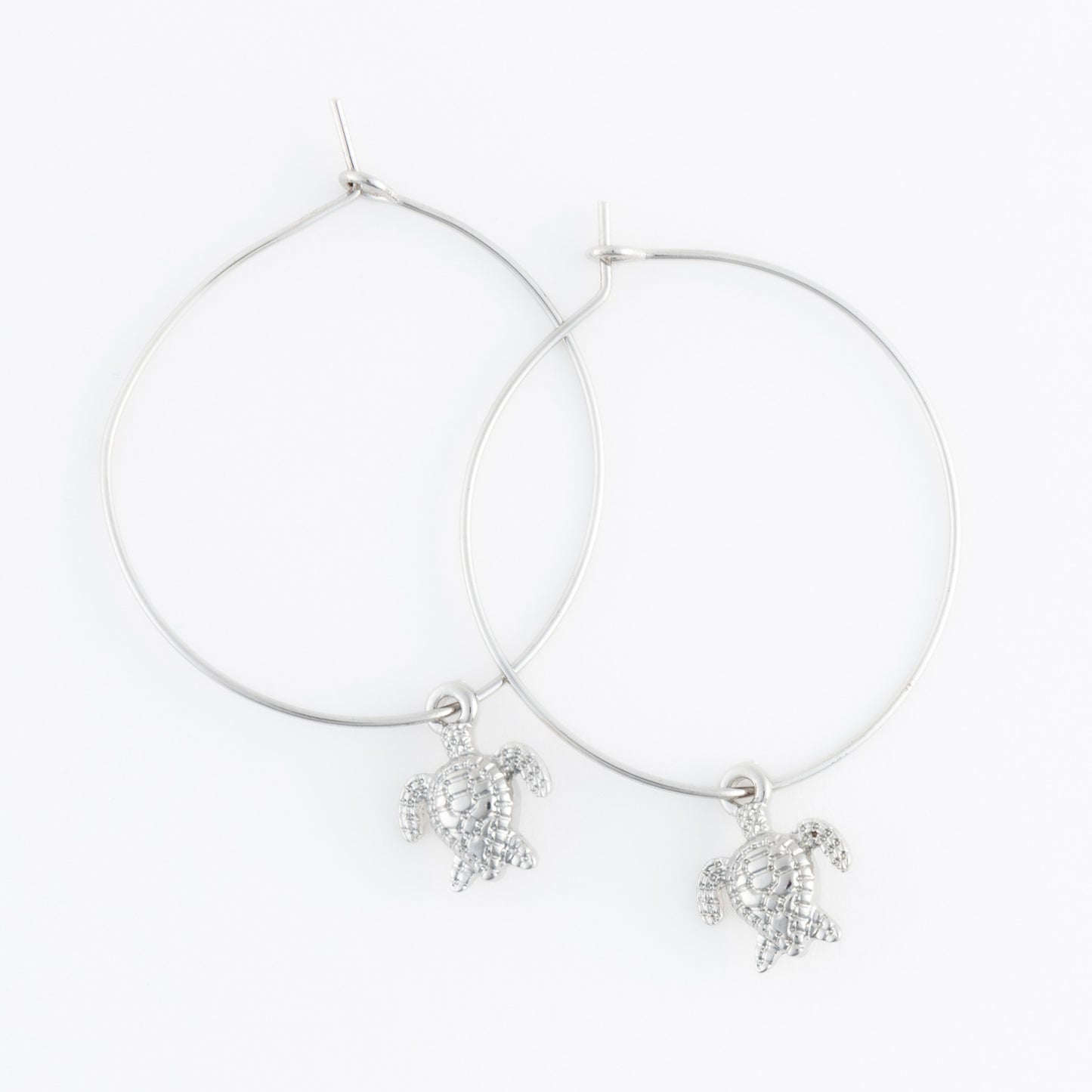 Dainty Sea Turtle Charm Hoop Earrings