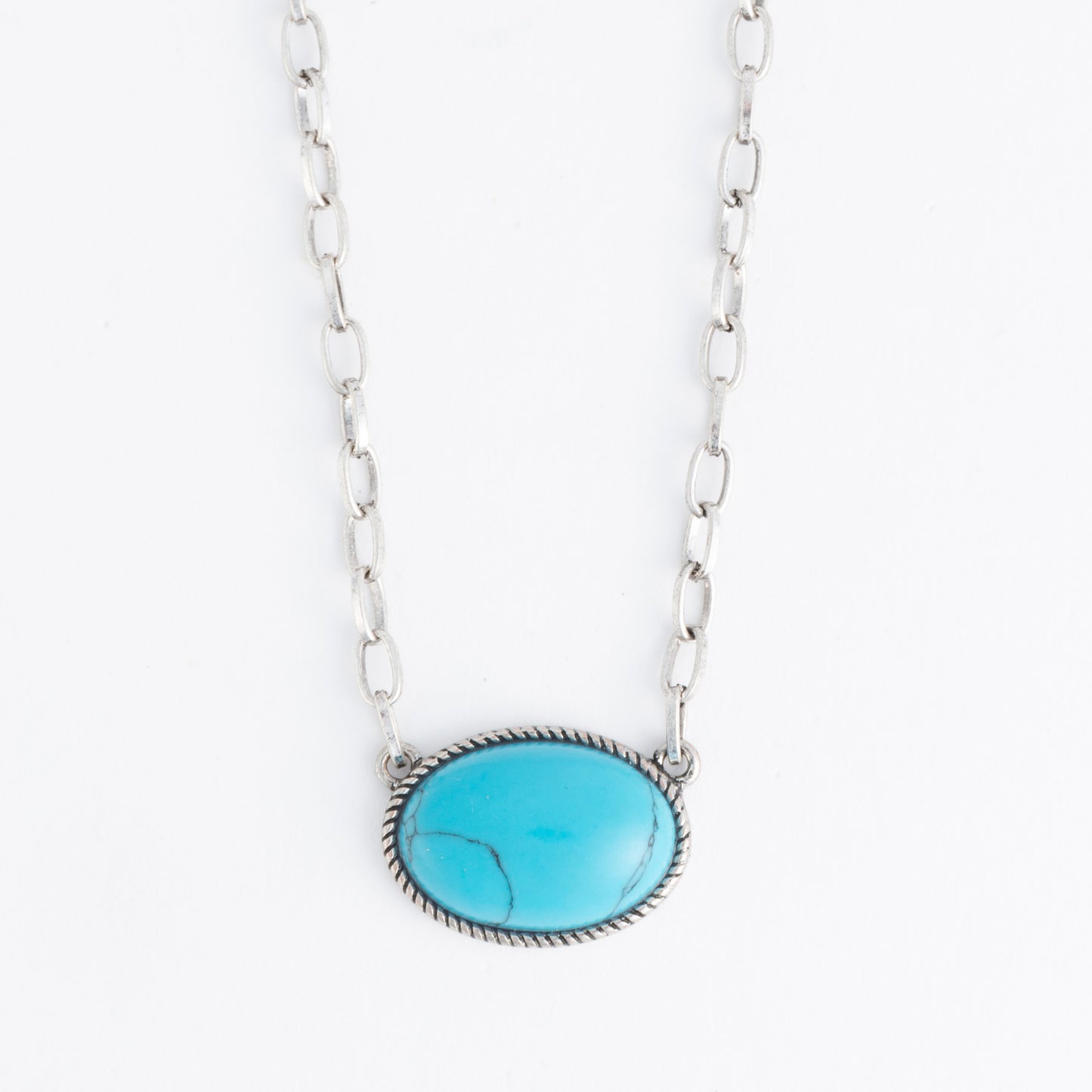 Jordana Oval Genuine Turquoise 16" Pendant Necklace