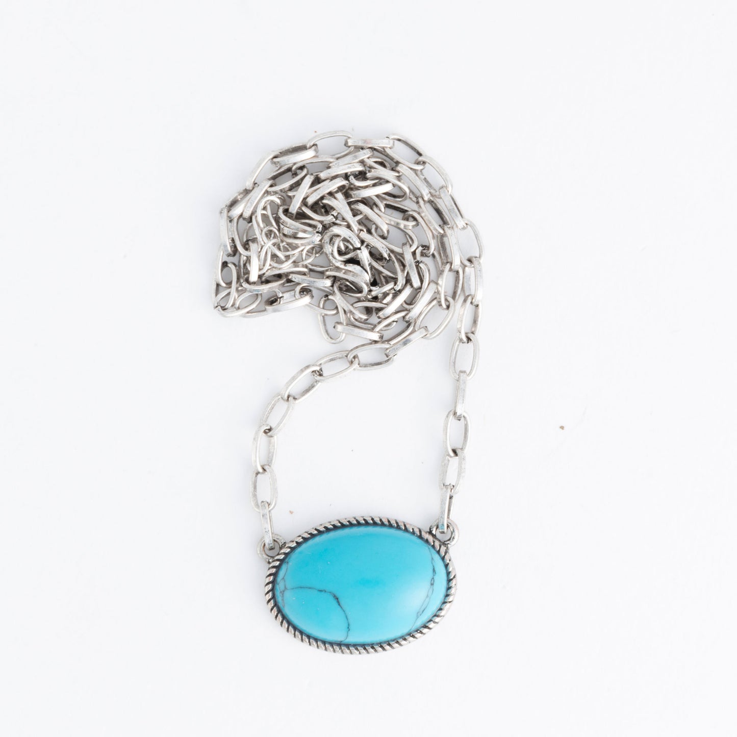 Jordana Oval Genuine Turquoise 16" Pendant Necklace