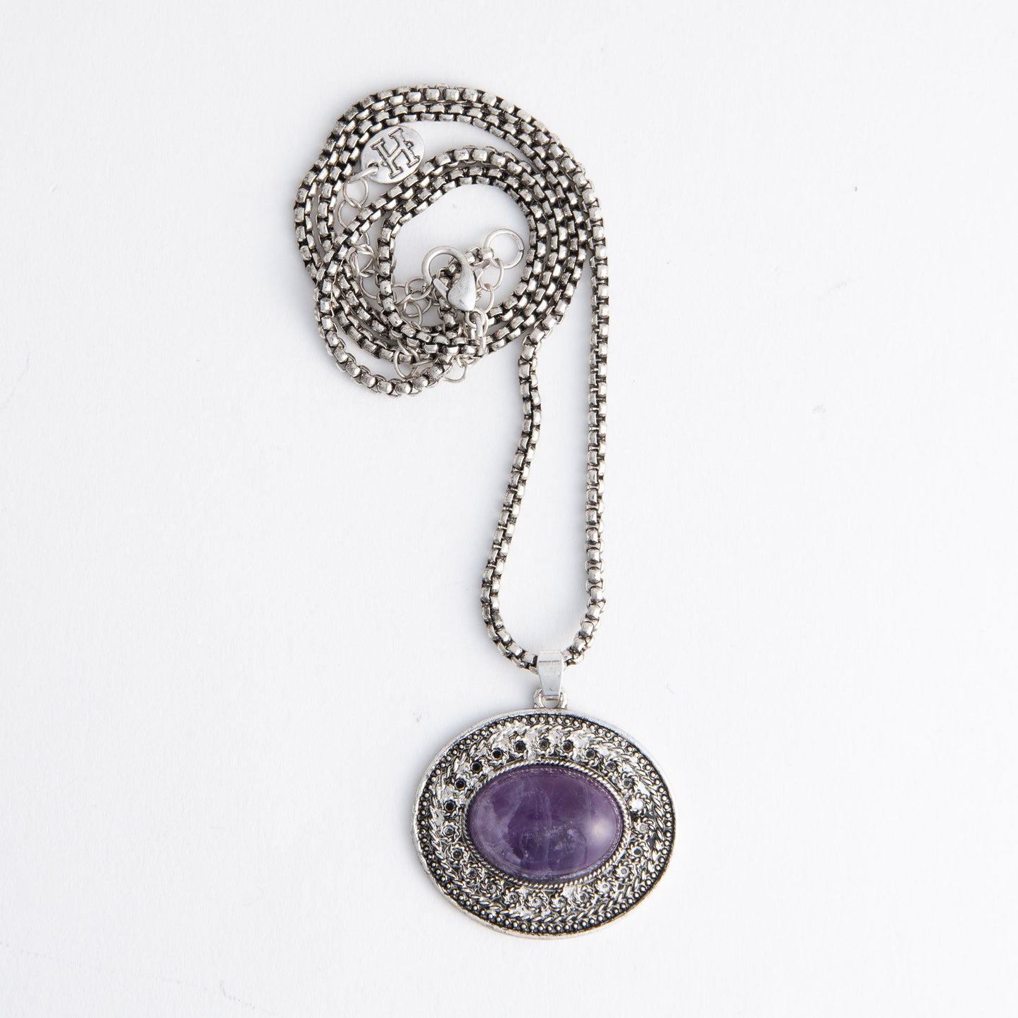 Serena Genuine Amethyst Stone 20" Pendant Necklace