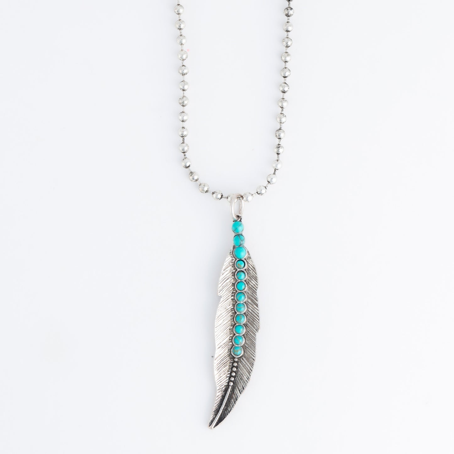 Torry Genuine Turquoise Feather 18" Pendant Necklace