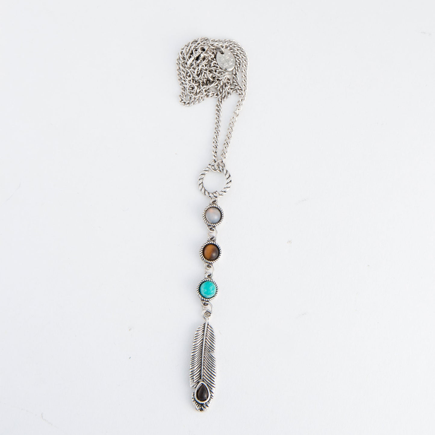 Stevie Beaded Feather Charm 18" Pendant Necklace