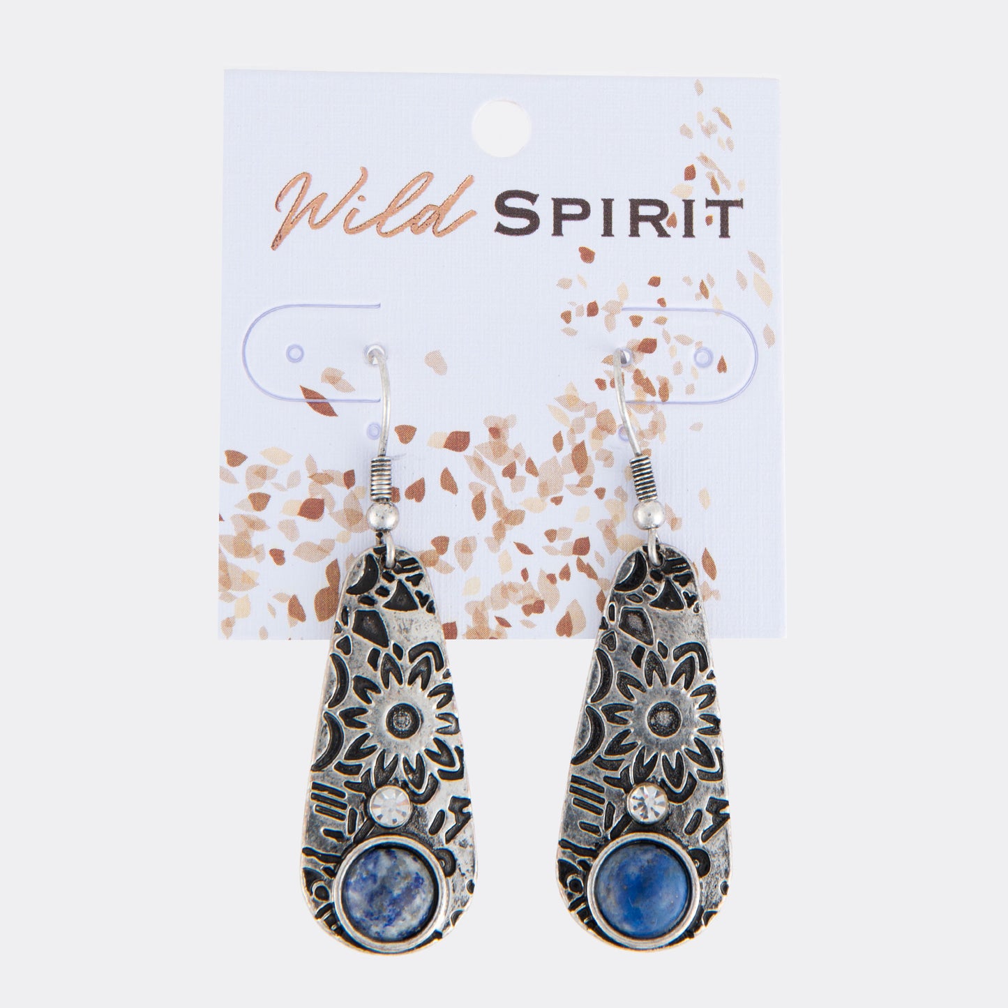 Wild Spirit Silver Oval Lapis Stone Teardrop Earrings