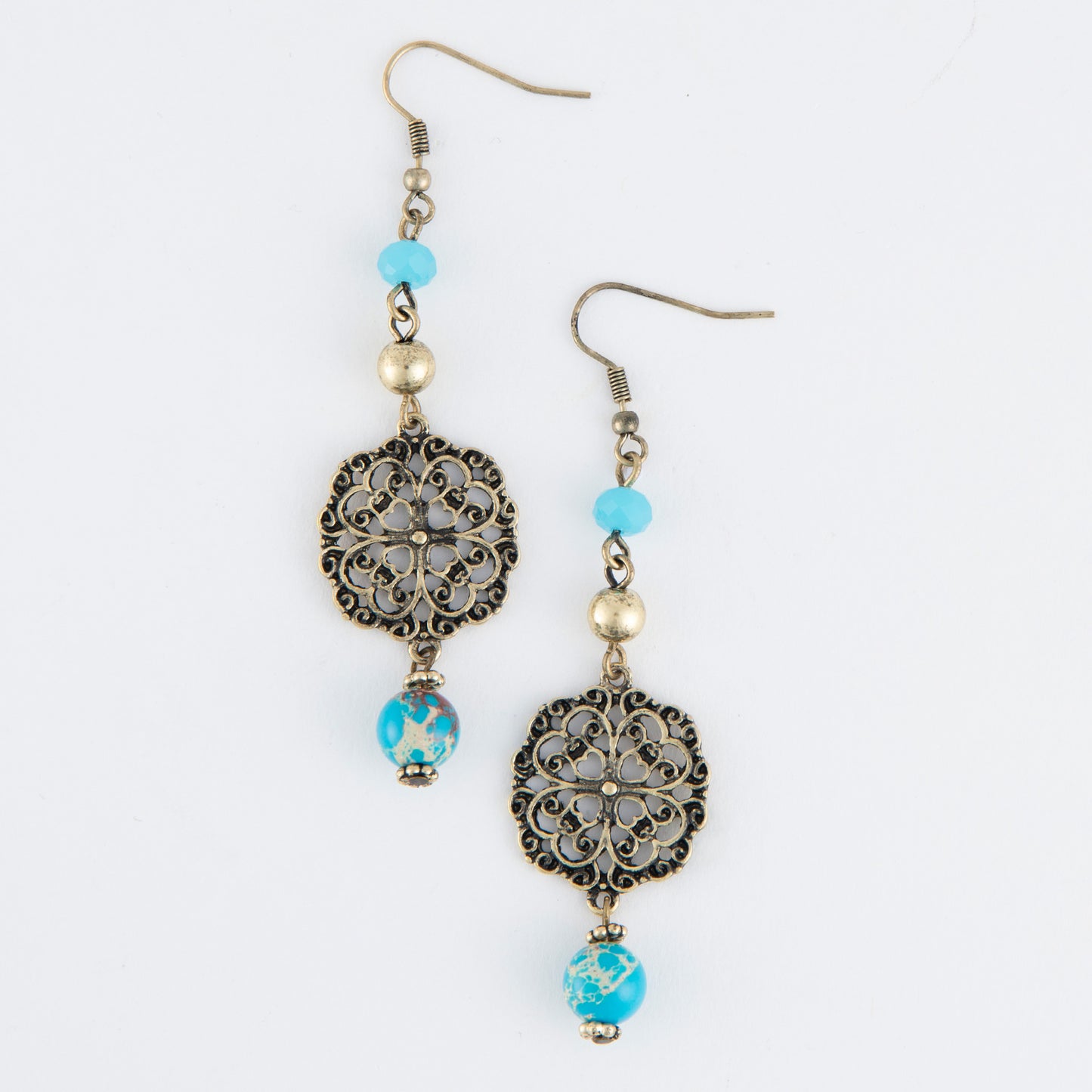 Wild Spirit Turquoise Beaded Gold Boho Earrings