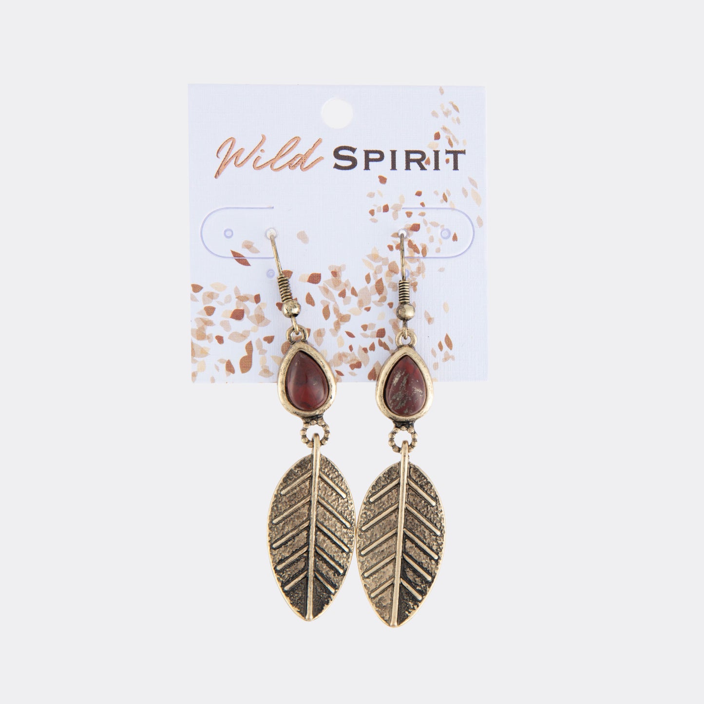 Wild Spirit Rainbow Jasper Gold Leaf Drop Earrings