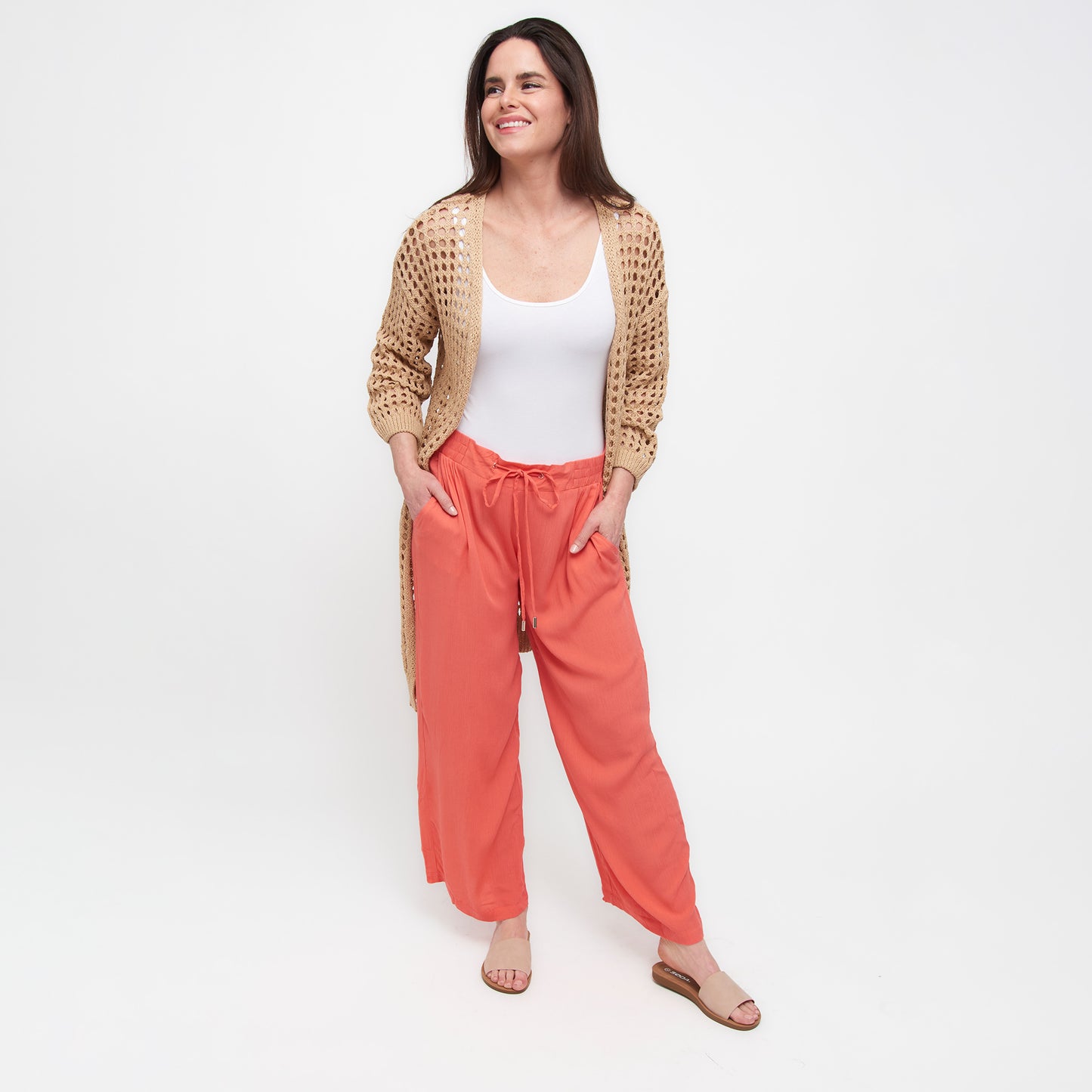 Nika Lightweight Crepe Wide Leg Drawstring Pants