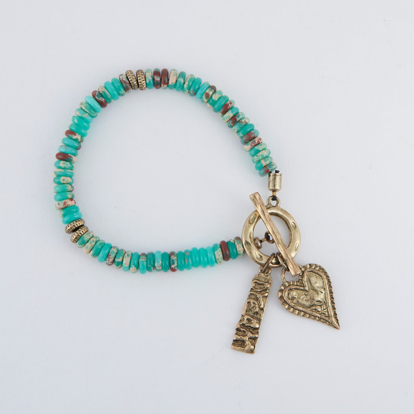 Wild Spirit Wyatt Turquoise Heart Charm Toggle Bracelet
