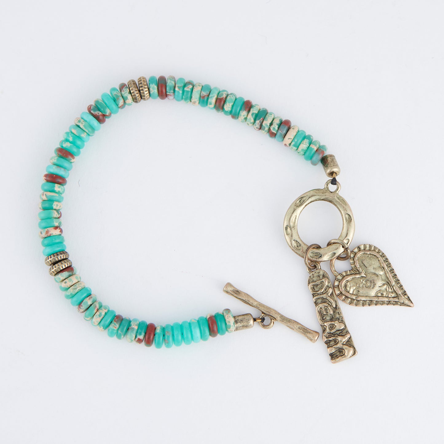 Wild Spirit Wyatt Turquoise Heart Charm Toggle Bracelet