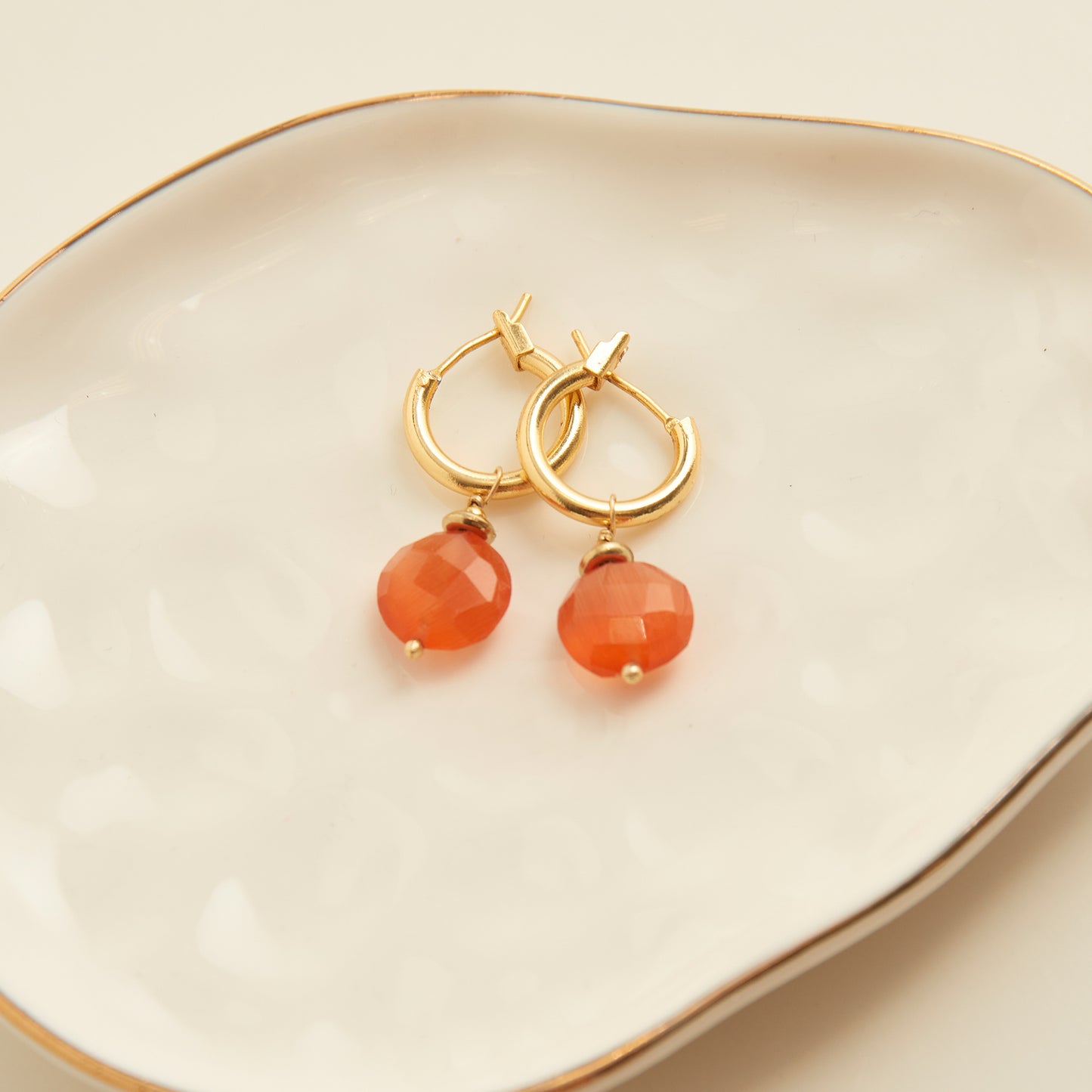 Tahani 18K Gold Genuine Stone Hoop Earrings