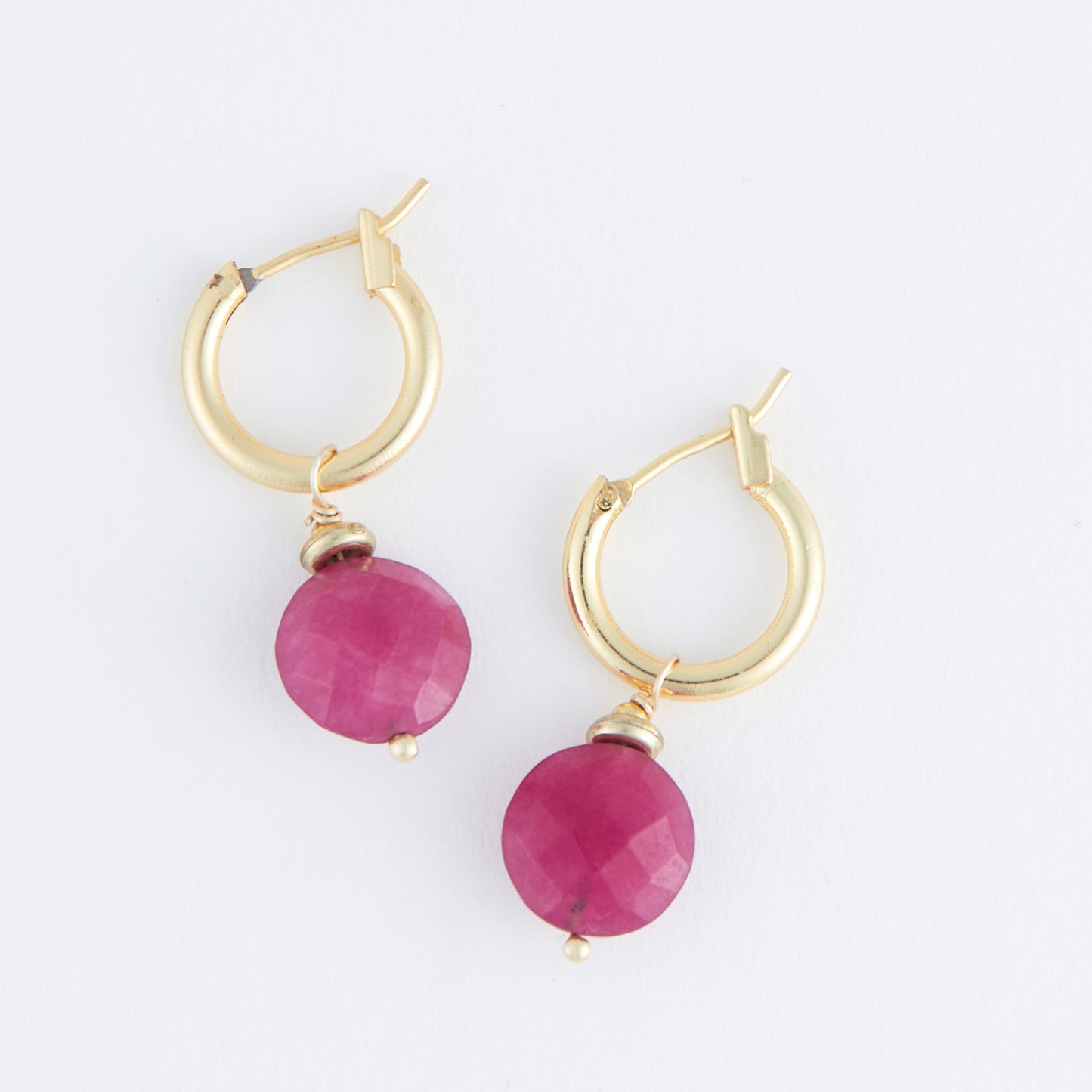 Tahani 18K Gold Genuine Stone Hoop Earrings