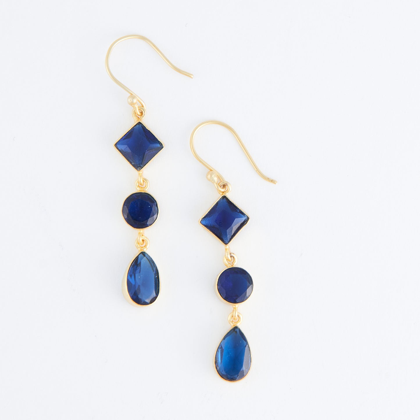 Tahani 18K Gold Linked Quartz Gemstone Drop Earrings