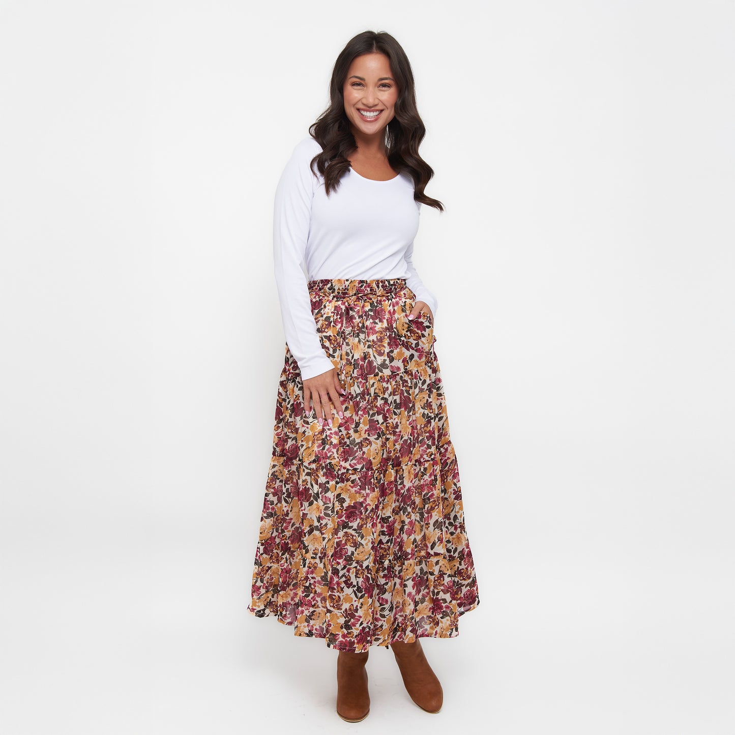 Hazel Georgette Tiered Maxi Skirt