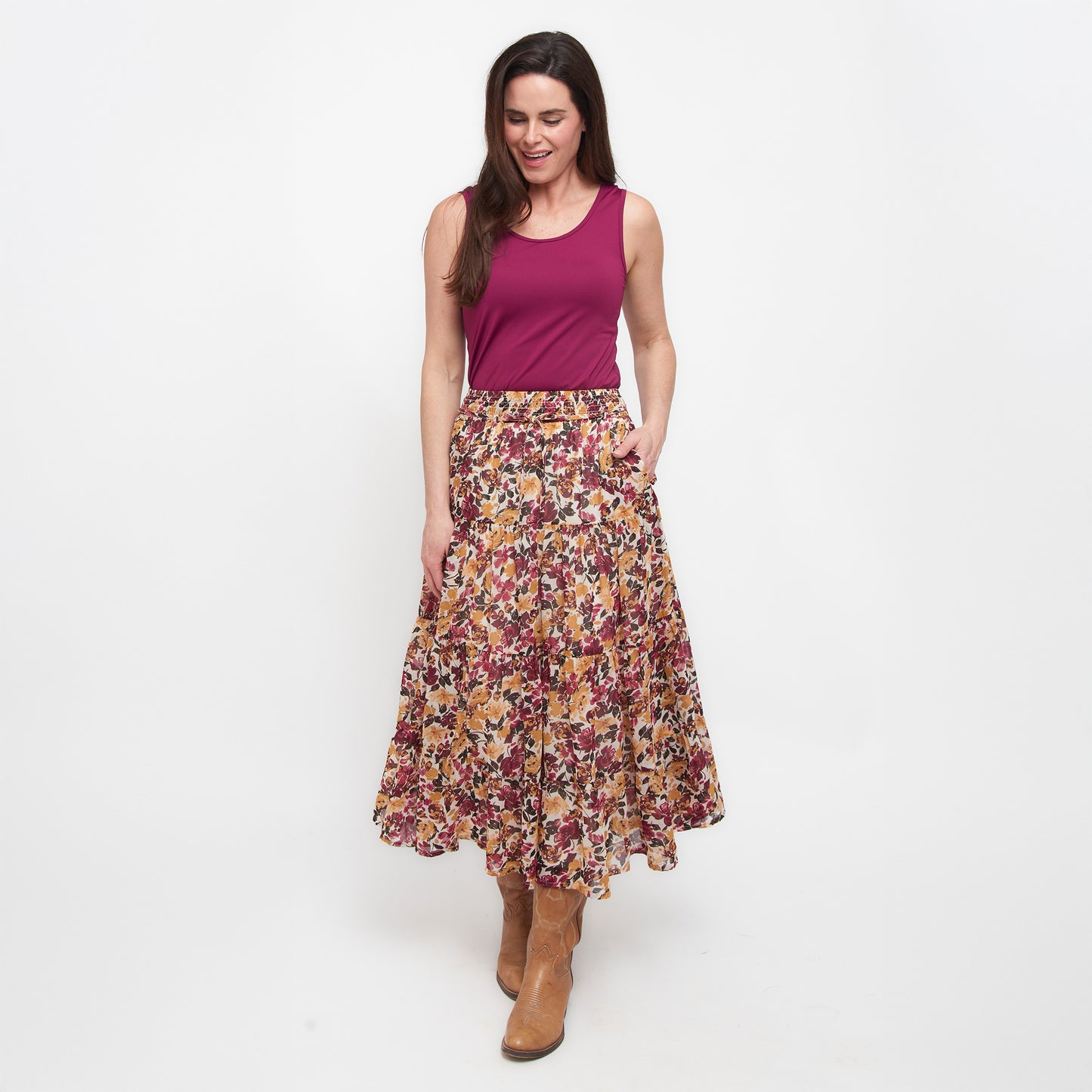 Hazel Georgette Tiered Maxi Skirt