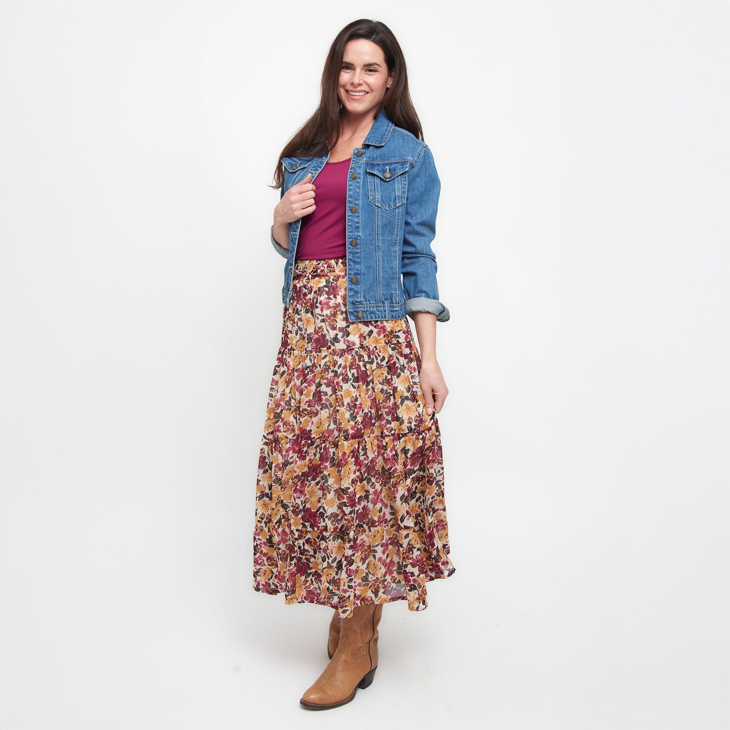Hazel Georgette Tiered Maxi Skirt