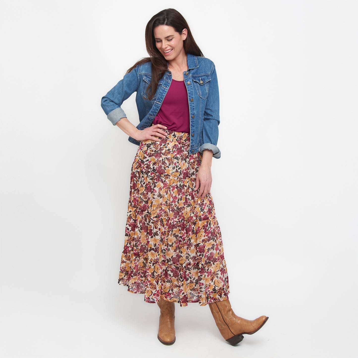 Hazel Georgette Tiered Maxi Skirt