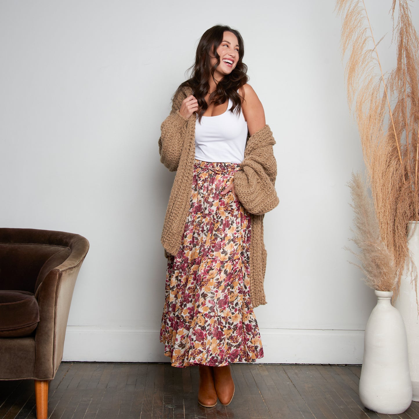 Hazel Georgette Tiered Maxi Skirt