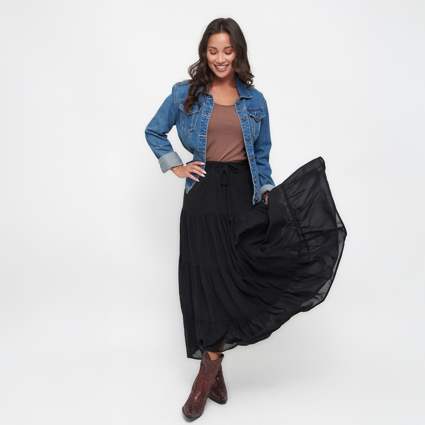 Hazel Georgette Tiered Maxi Skirt