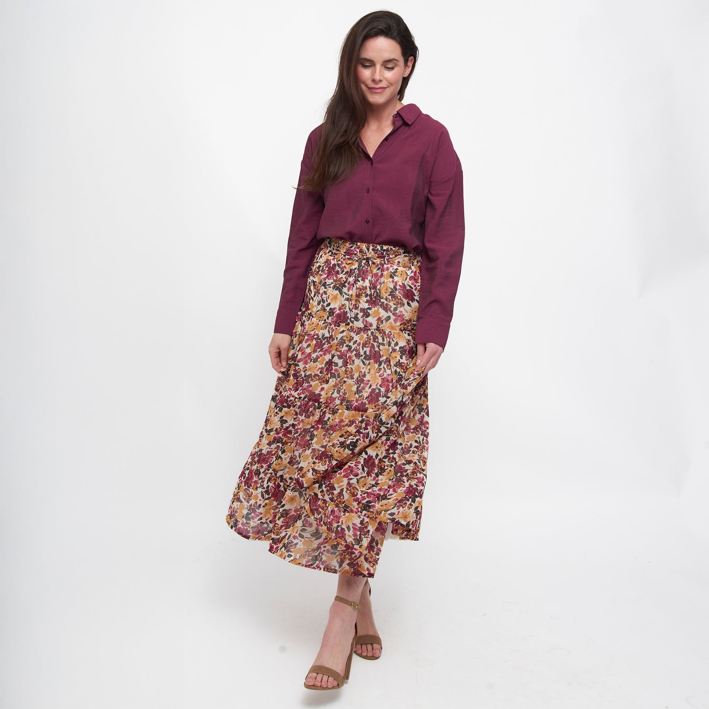 Reece Collared Long Sleeve Boyfriend Button Up Top