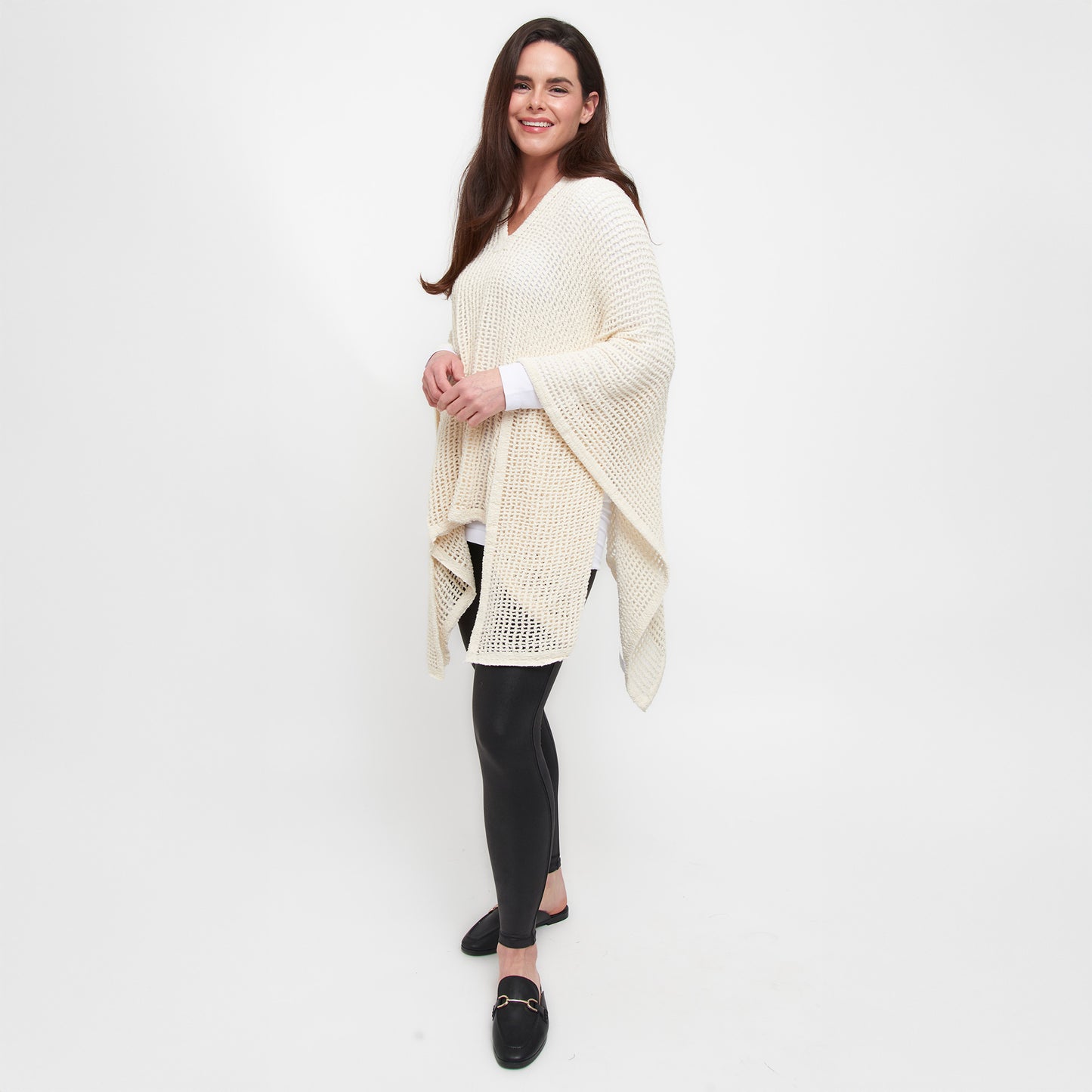 Presley One Size Open Sweater Knit Poncho