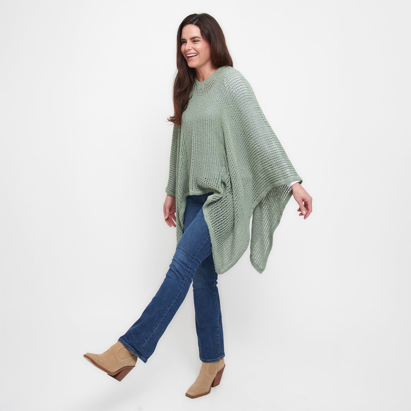 Presley One Size Open Sweater Knit Poncho