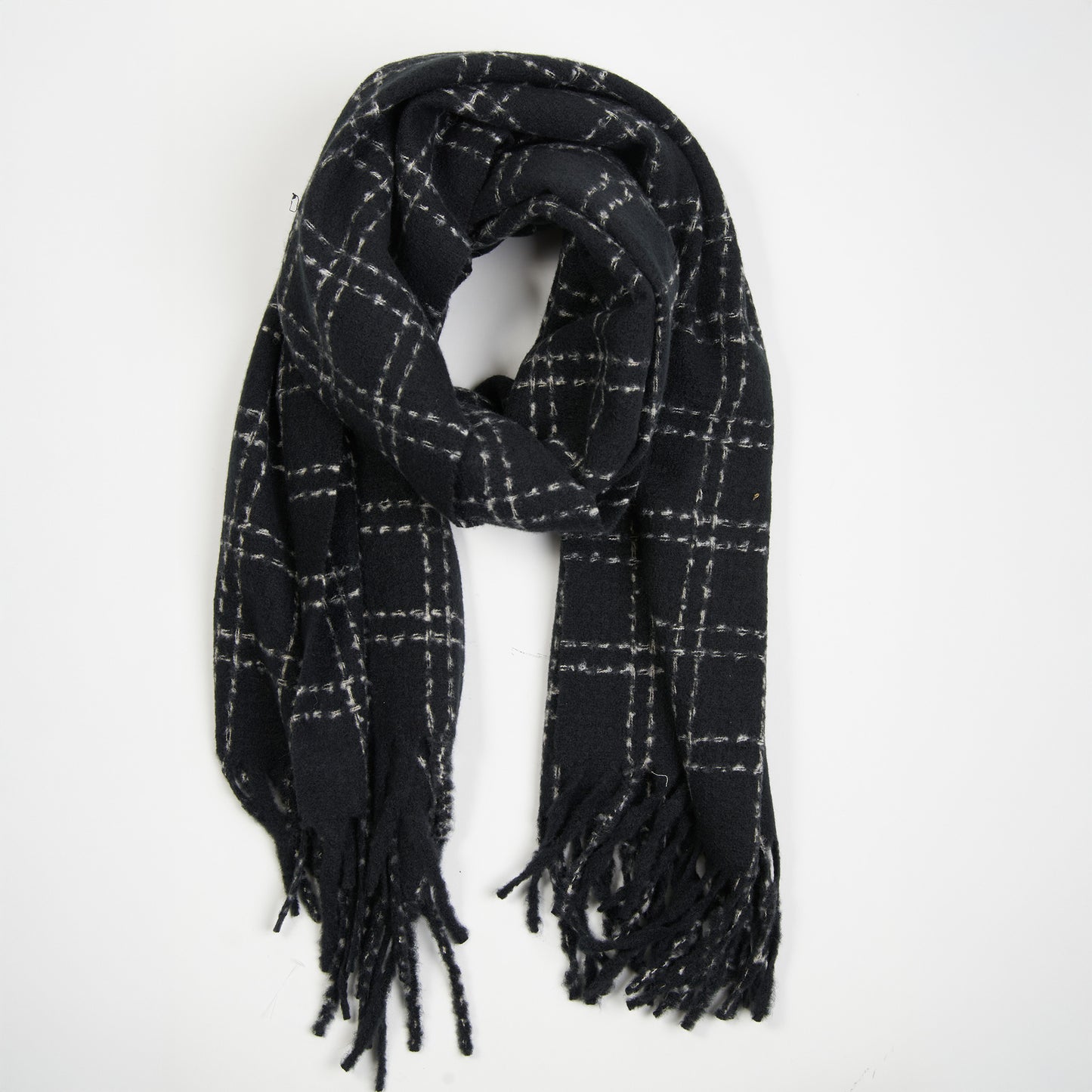 Riley Plaid Fringe Winter Scarf