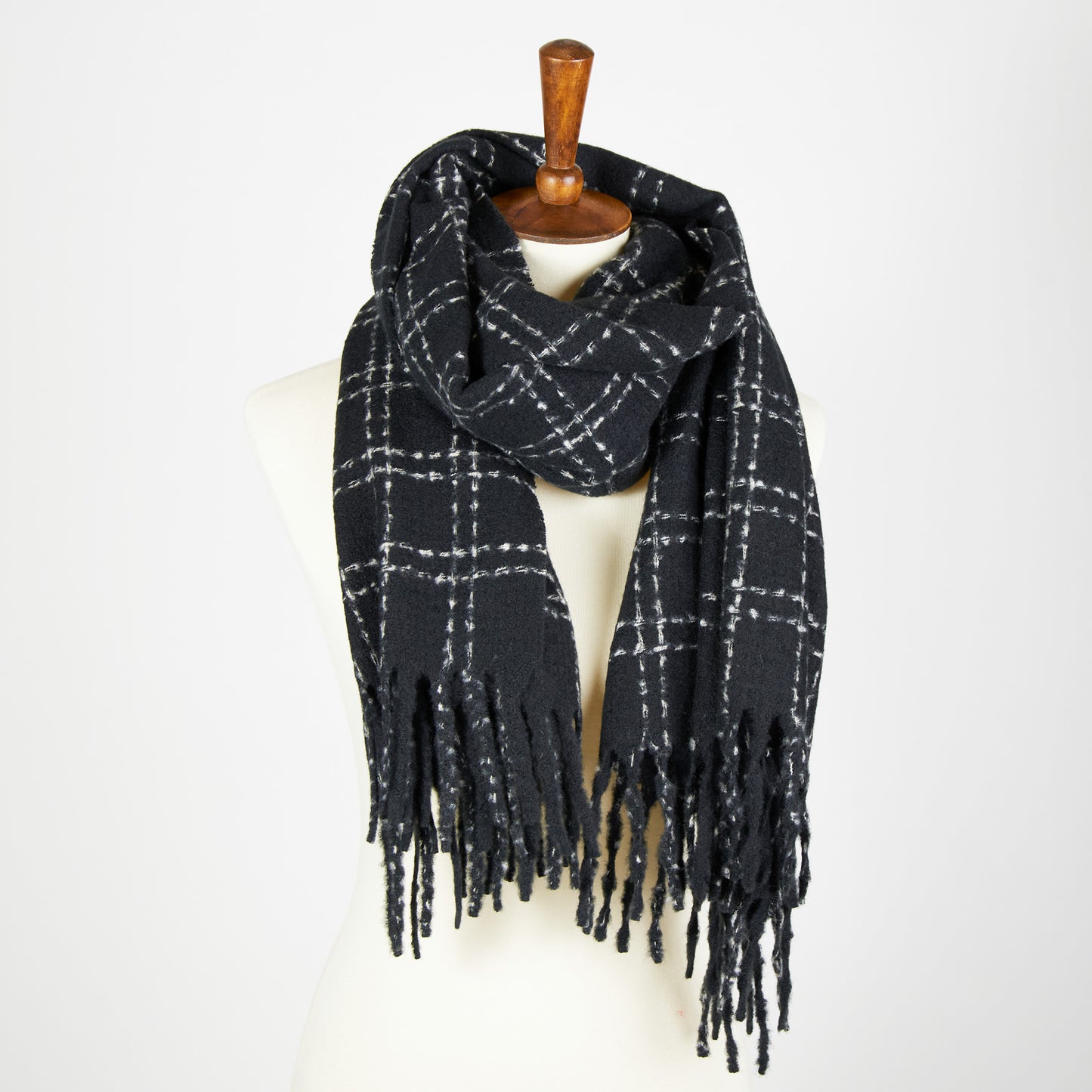 Riley Plaid Fringe Winter Scarf