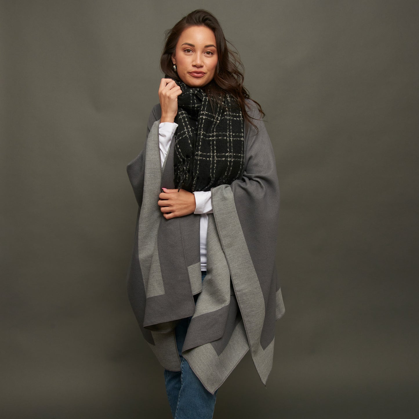 Riley Plaid Fringe Winter Scarf