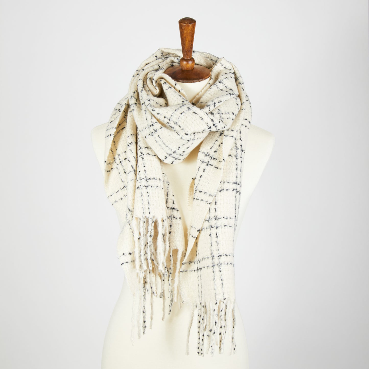 Riley Plaid Fringe Winter Scarf