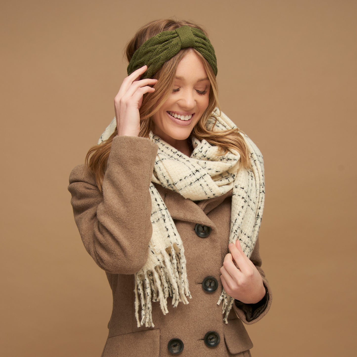 Riley Plaid Fringe Winter Scarf
