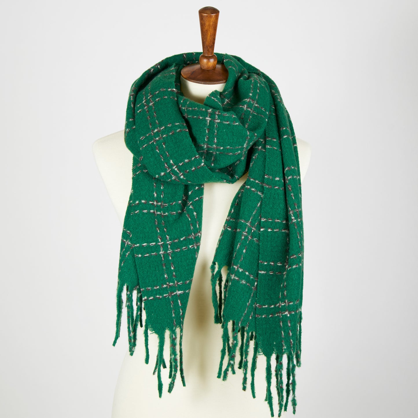 Riley Plaid Fringe Winter Scarf