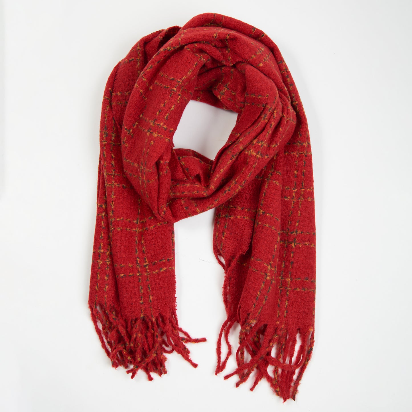 Riley Plaid Fringe Winter Scarf