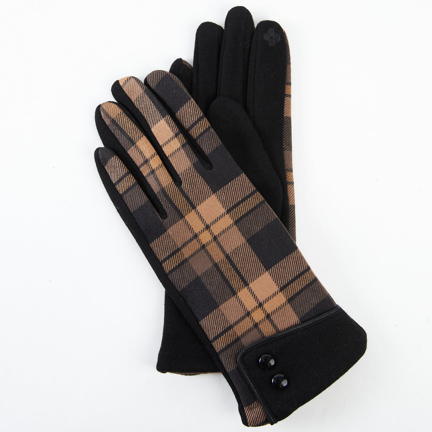 Maisy Plaid Button Cuff Texting Winter Gloves