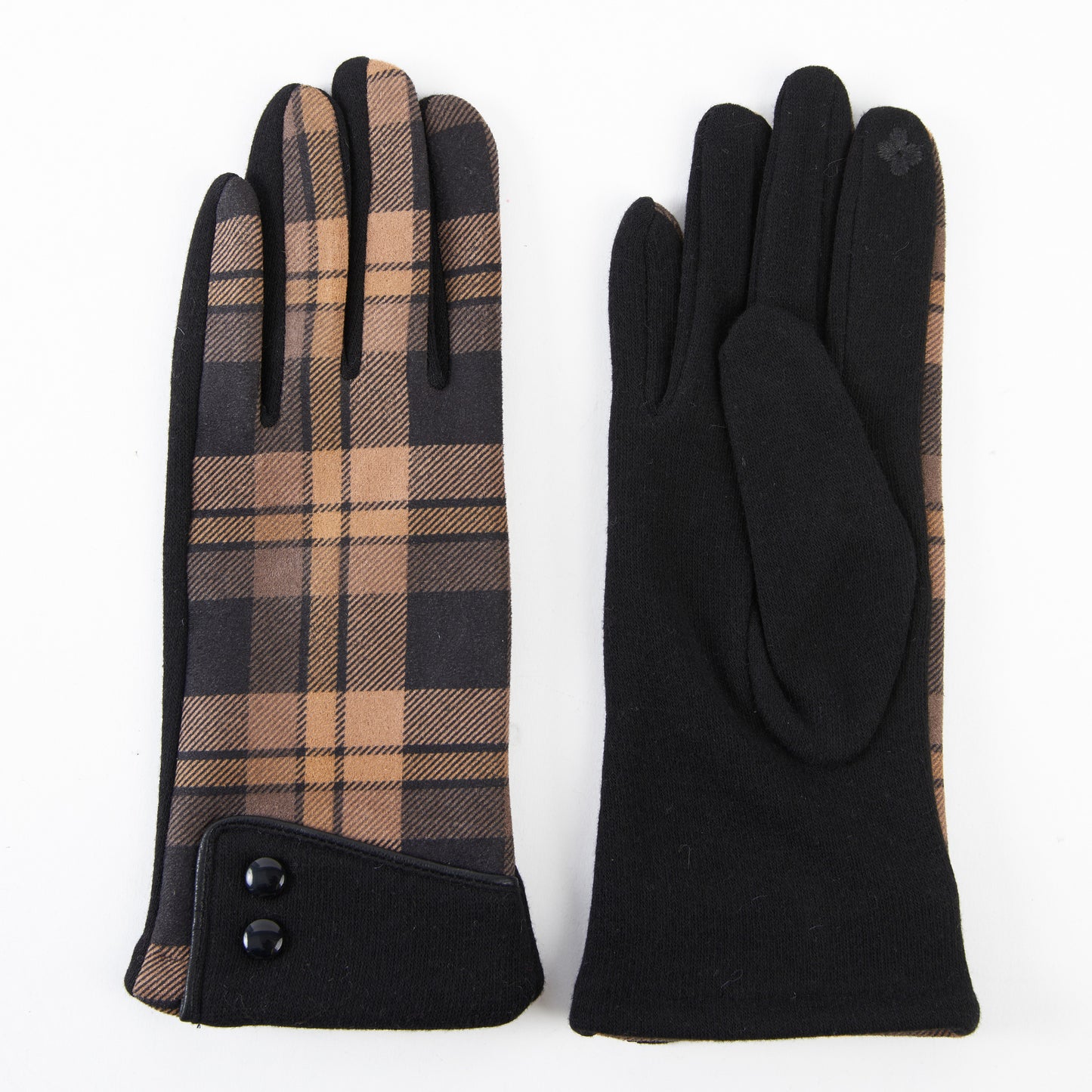 Maisy Plaid Button Cuff Texting Winter Gloves