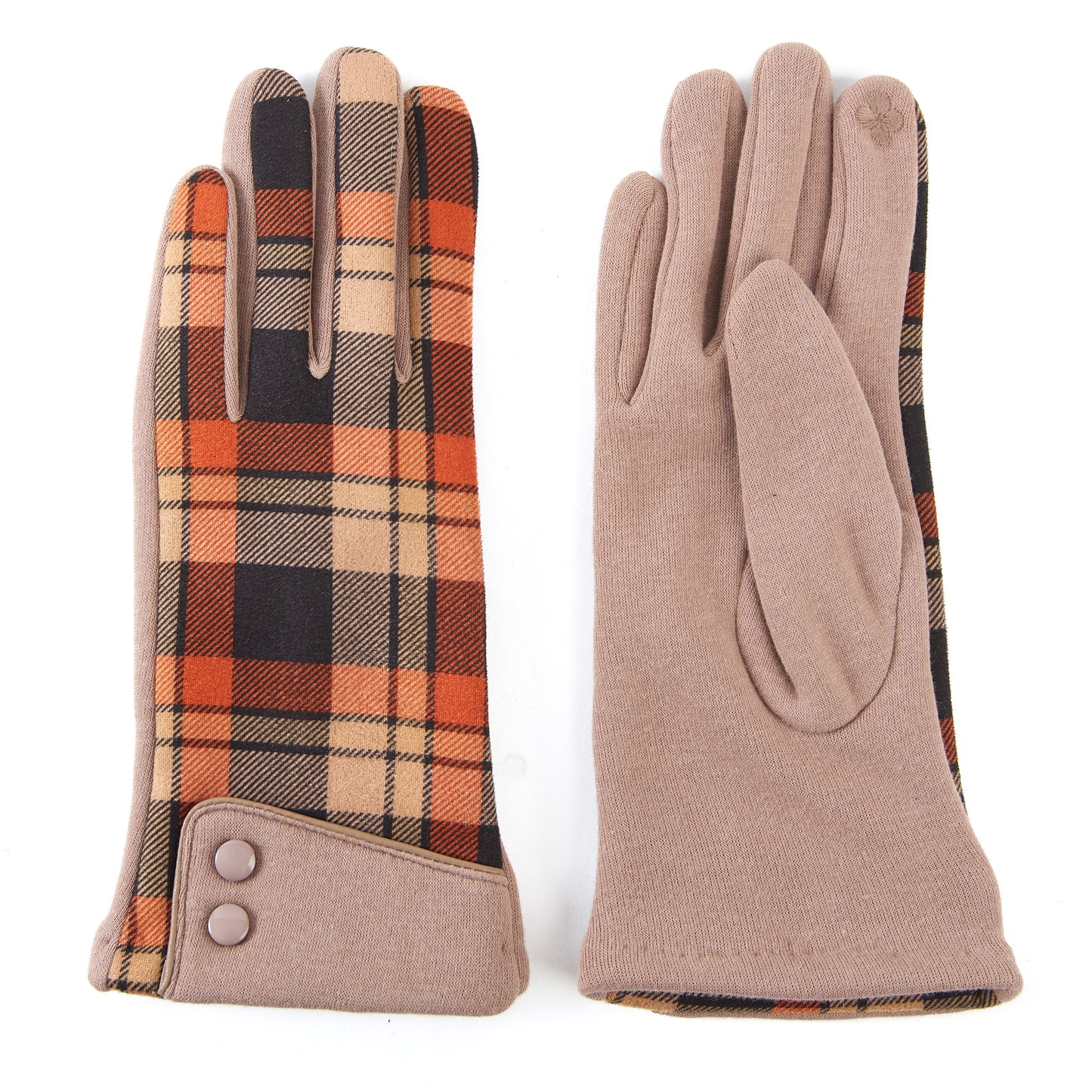 Maisy Plaid Button Cuff Texting Winter Gloves