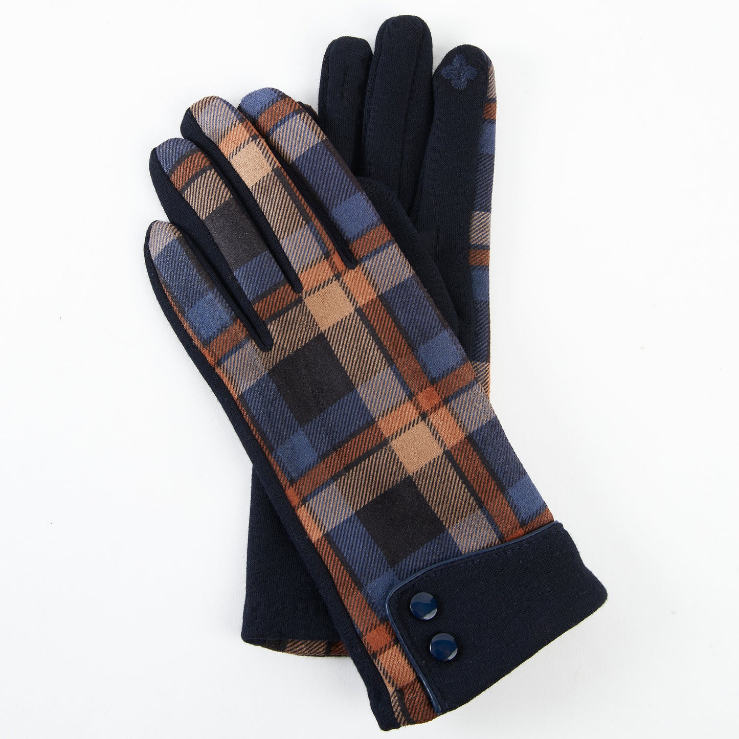 Maisy Plaid Button Cuff Texting Winter Gloves