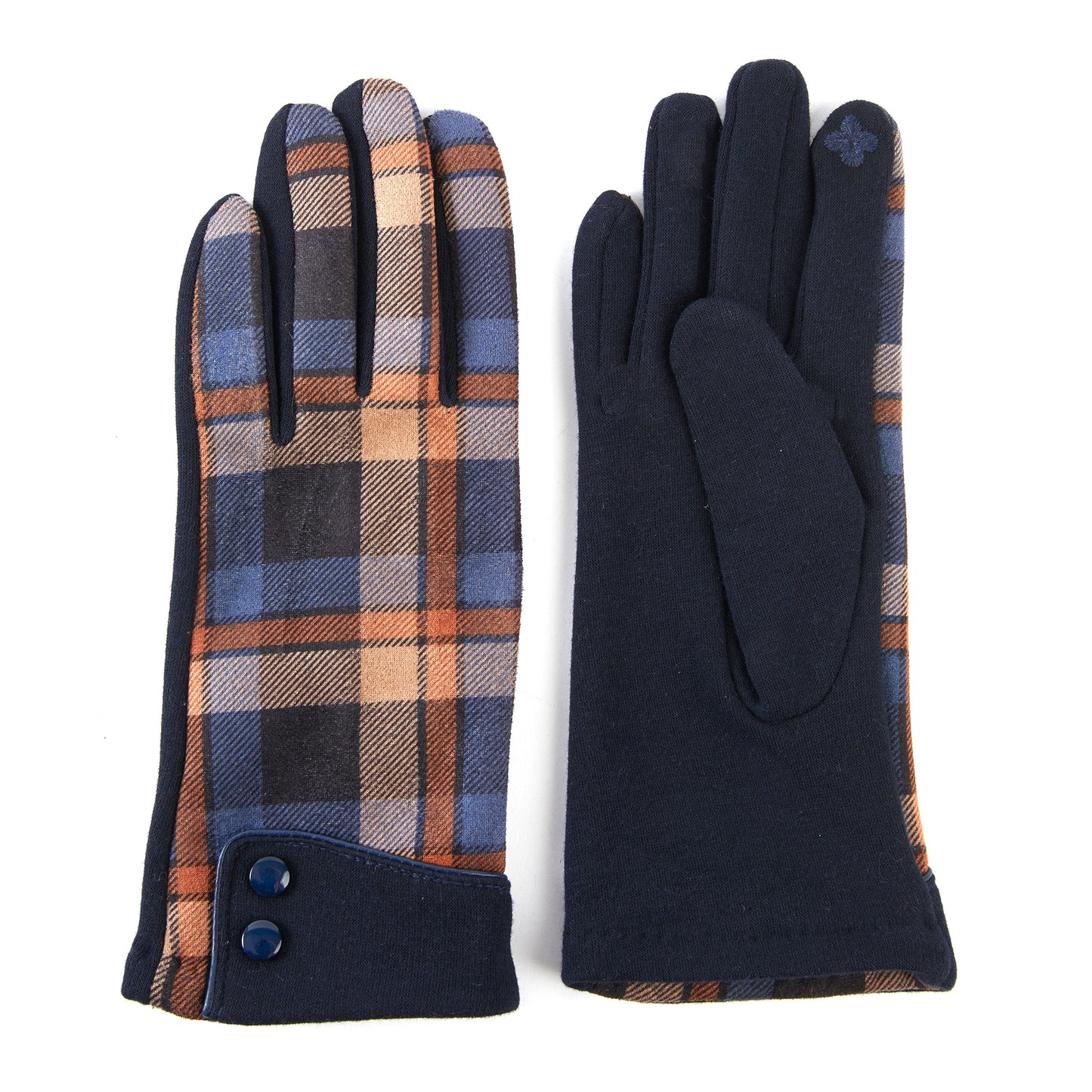 Maisy Plaid Button Cuff Texting Winter Gloves
