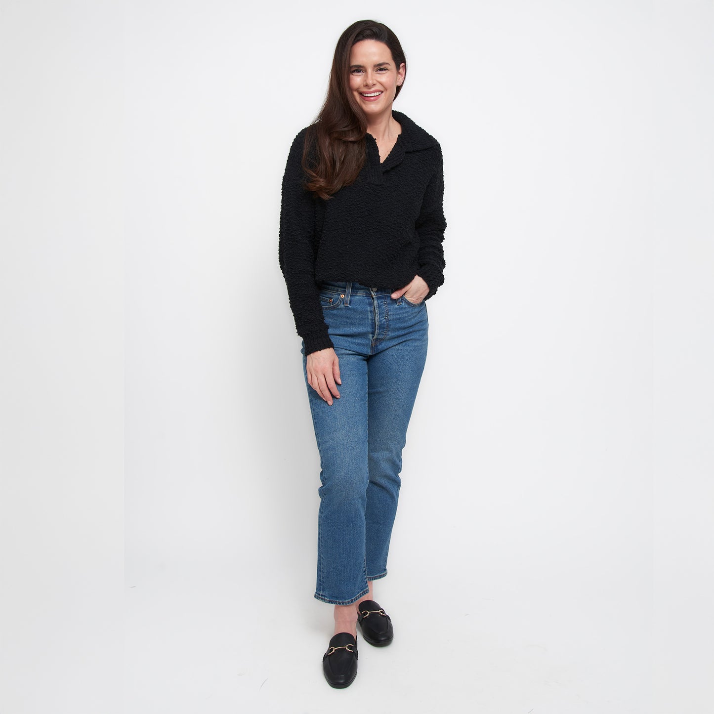 Tylie Teddy Bear Knit Long Sleeve Collared Polo Sweater