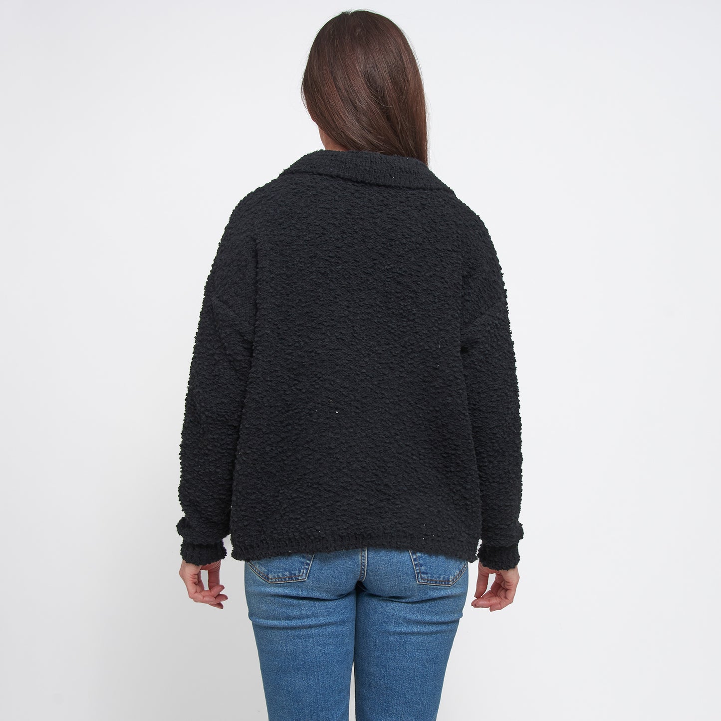 Tylie Teddy Bear Knit Long Sleeve Collared Polo Sweater