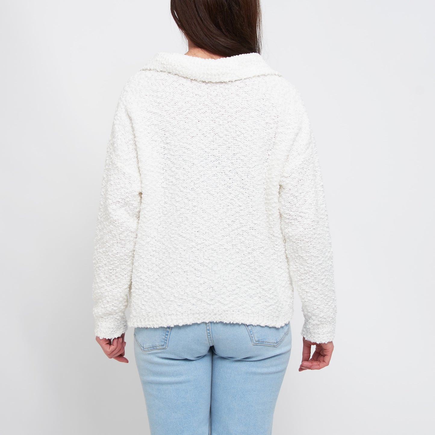Tylie Teddy Bear Knit Long Sleeve Collared Polo Sweater