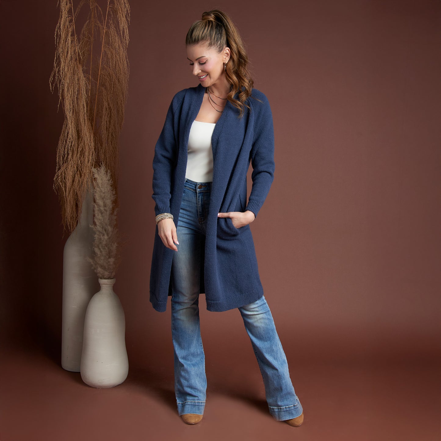 Madison Jade Knit Cardigan with Pockets