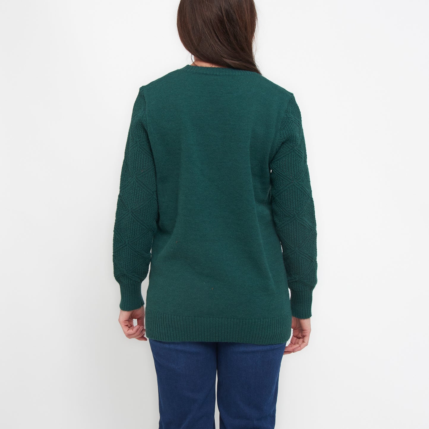 Emery Diamond Crochet Sleeve V-Neck Sweater