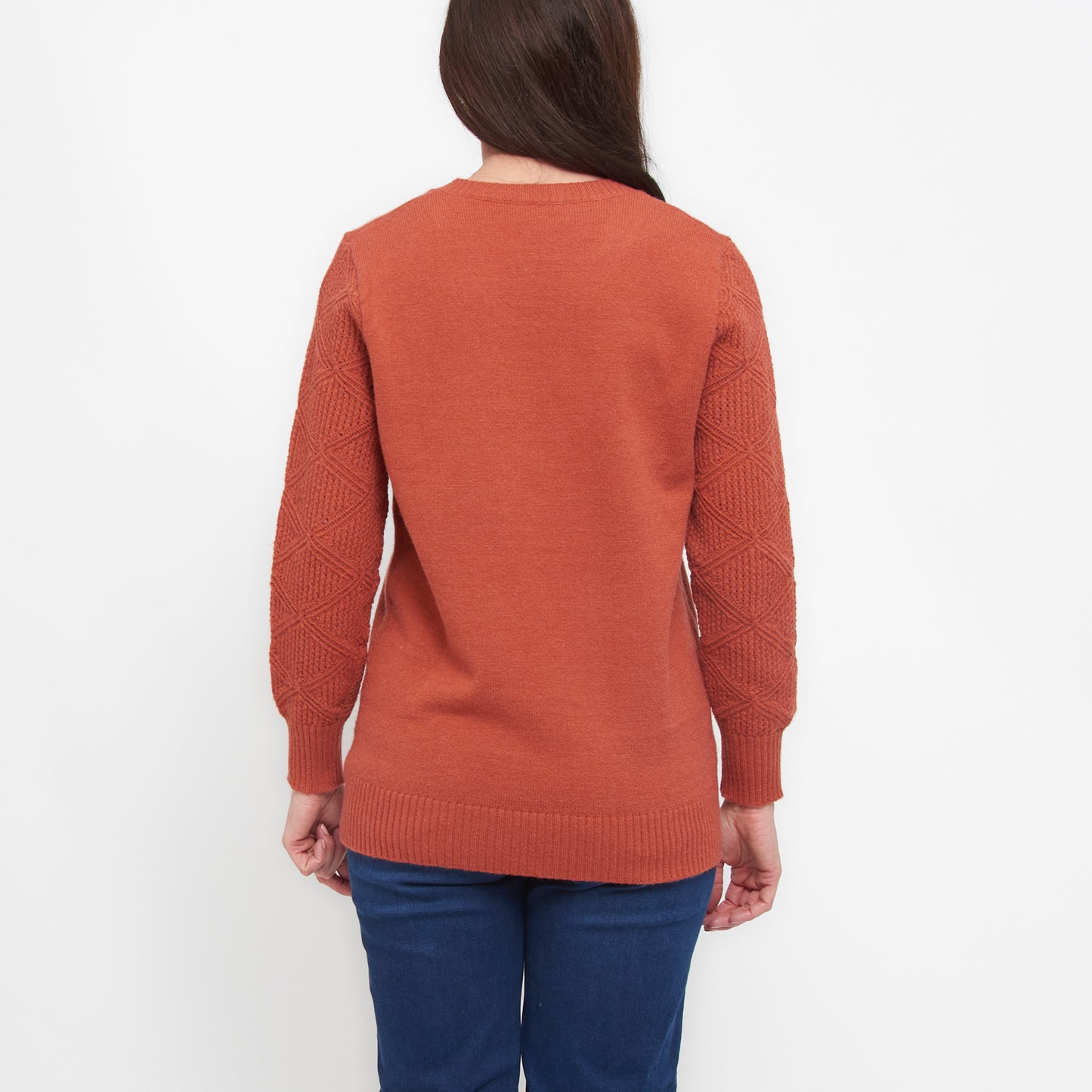 Emery Diamond Crochet Sleeve V-Neck Sweater