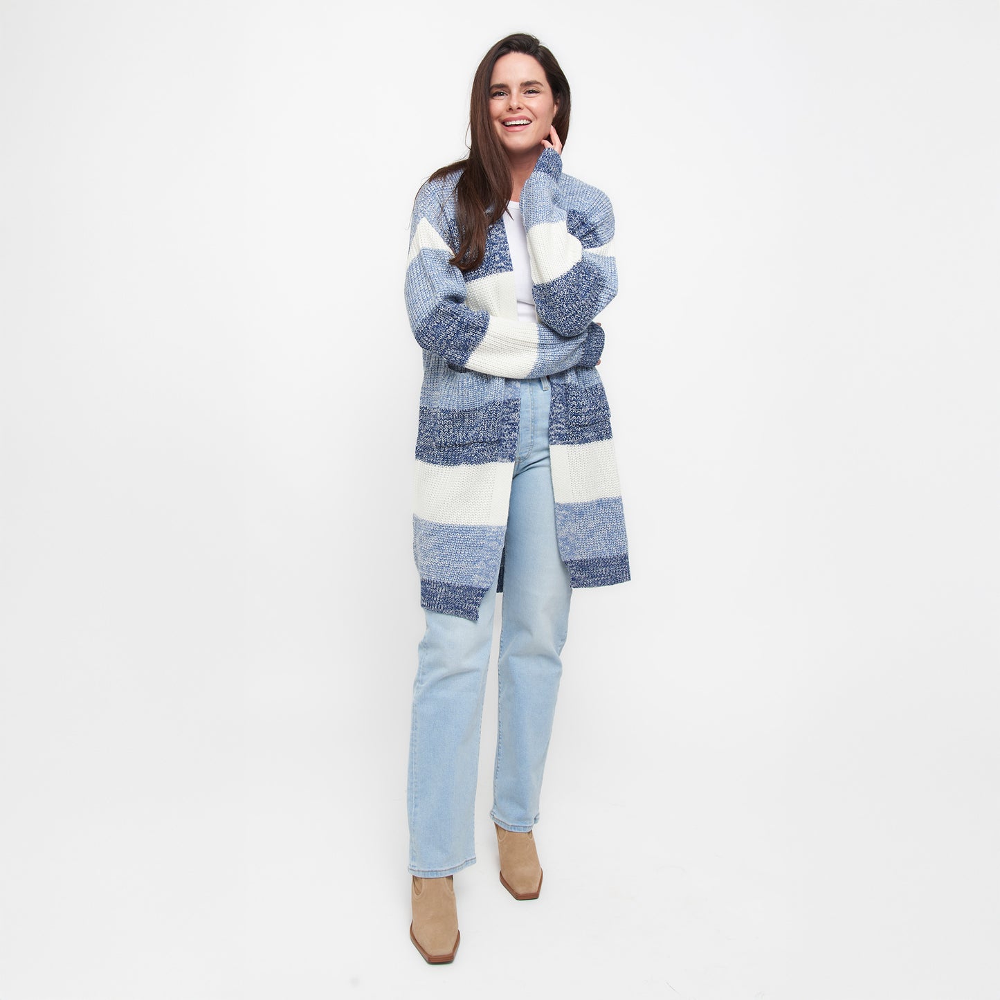 Greyson Heathered Color Block Patch Pocket Cardigan