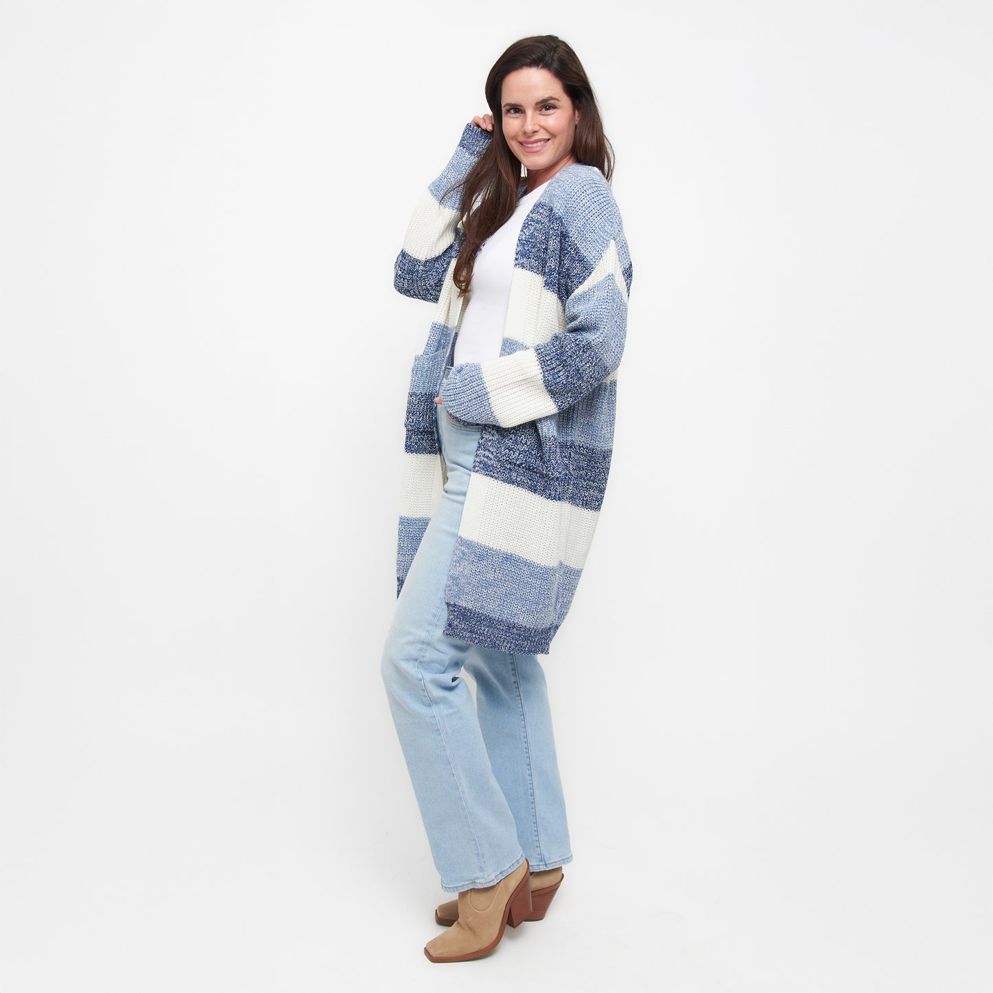 Greyson Heathered Color Block Patch Pocket Cardigan