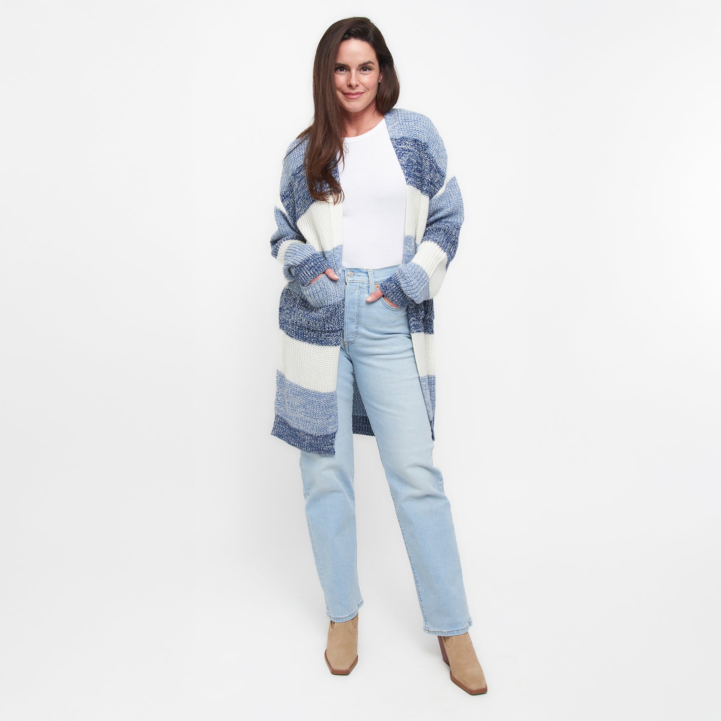 Greyson Heathered Color Block Patch Pocket Cardigan