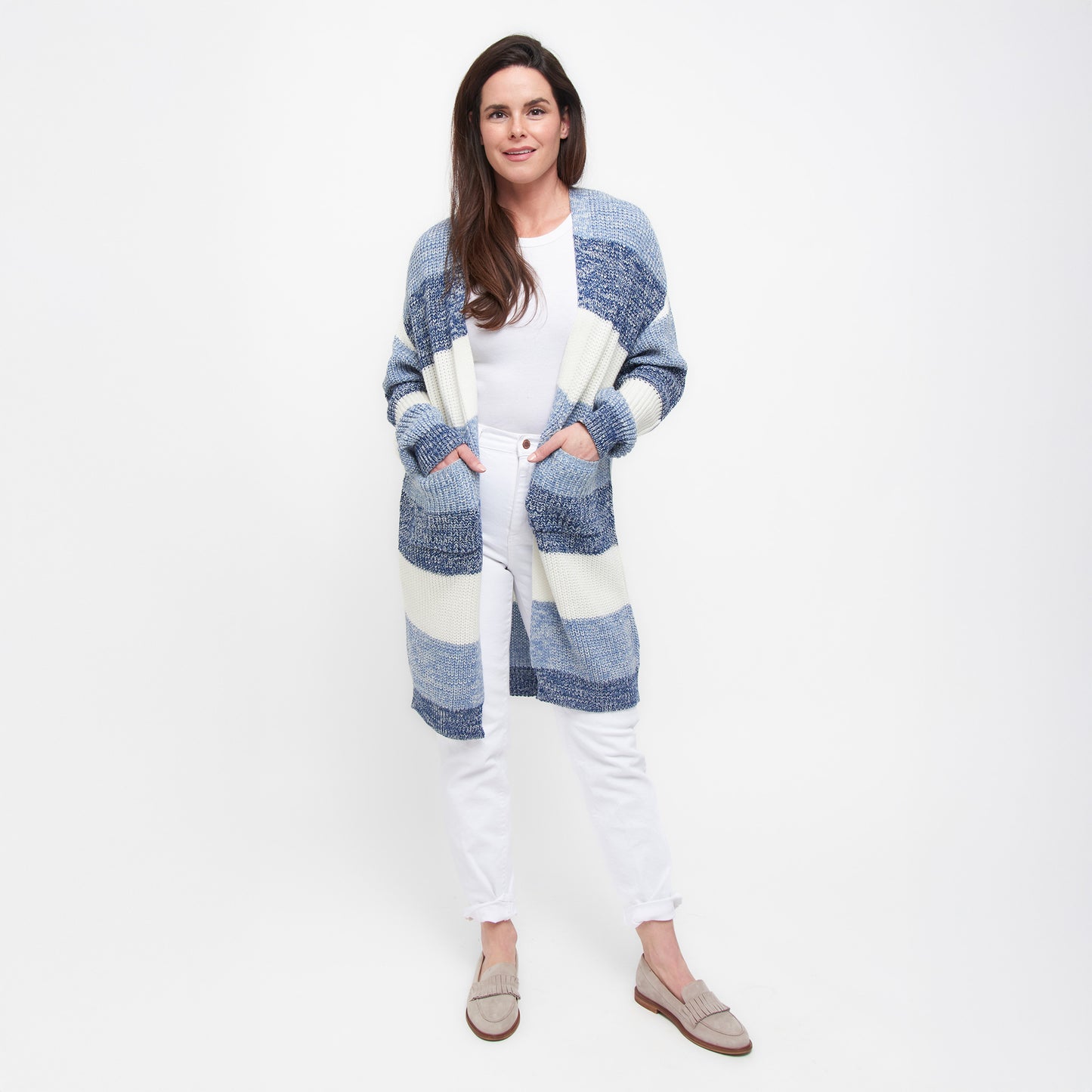 Greyson Heathered Color Block Patch Pocket Cardigan